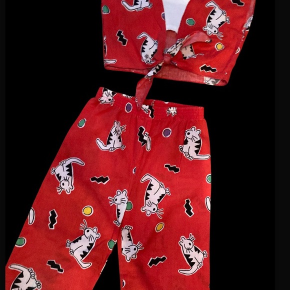 Super Adorable Vintage Girl Summer 2 piece CATS! - Picture 2 of 3